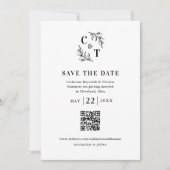 Save The Date Mariage élégant Monogramme Code QR Photo (Devant)