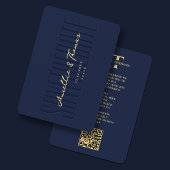 Save The Date Mariage élégant Monogramme d'or Dark Navy QR moder