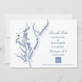 Save The Date Mariage Elegant Navy de Washington DC Code QR (Devant)