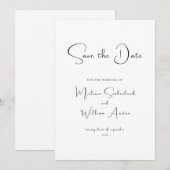 Save The Date Mariage Élégant Noir & Blanc (Devant / Derrière)