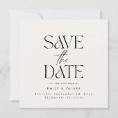 Save The Date Mariage élégant noir crème de typographie moderne  (Devant)