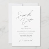 Save The Date Mariage Élégant Noir et Blanc Classique (Devant)