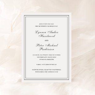 Save The Date Mariage Élégant Noir et Blanc Classique