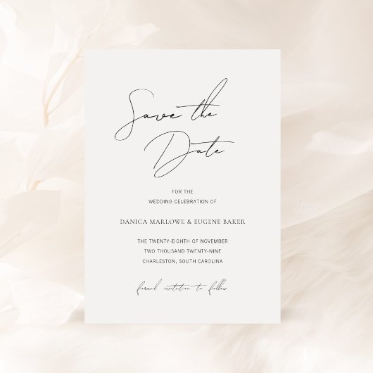 Save The Date Mariage Élégant Noir et Blanc Classique