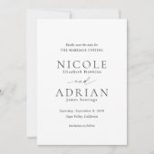 Save The Date Mariage Élégant Noir et Blanc Classique (Devant)