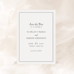 Save The Date Mariage élégant noir et blanc intemporel<br><div class="desc">Mariage élégant enregistrer la date avec un design simple avec vos détails d'événement dans serif et polices de script à l'intérieur d'une bordure.</div>