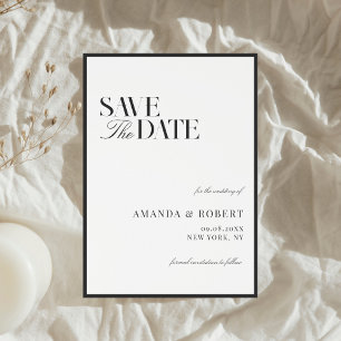Save The Date Mariage Élégant Noir et Blanc Vieille Fortune