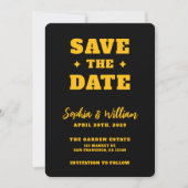 Save The Date Mariage élégant noir et or (Devant)