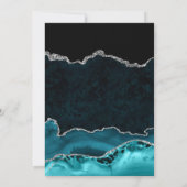 Save The Date Mariage Élégant Paillettes Argent Agate Sarcelle (Dos)
