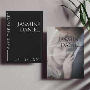 Save The Date Mariage Élégant Photo Minimaliste Noir Blanc