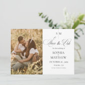 Save The Date Mariage élégant photo Monogramme Classique (Debout devant)