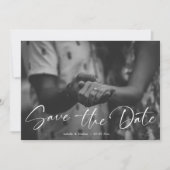 Save The Date Mariage élégant photo noir et blanc Script (Devant)