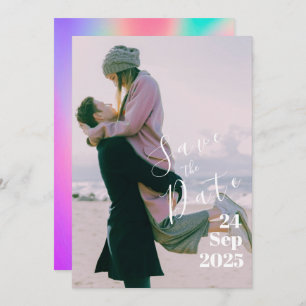 Save The Date Mariage élégant photo personnelle Multicolor Tee D