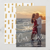 Save The Date Mariage Élégant Photo Script Moderne (Devant / Derrière)