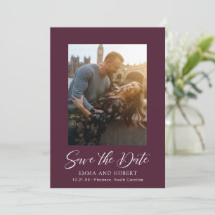 Save The Date Mariage Élégant Photo Violet Classique