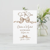 Save The Date Mariage Élégant Romantique à Ruban (Debout devant)