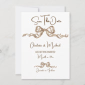 Save The Date Mariage Élégant Romantique à Ruban (Devant)