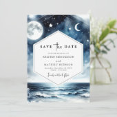 Save The Date Mariage élégant romantique Lune (Debout devant)