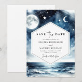 Save The Date Mariage élégant romantique Lune (Devant / Derrière)