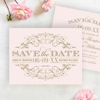 Mariage Élégant Rose Ballet Doré Flourish