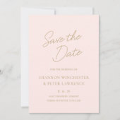 Save The Date Mariage Élégant Rose et Or Classique (Devant)