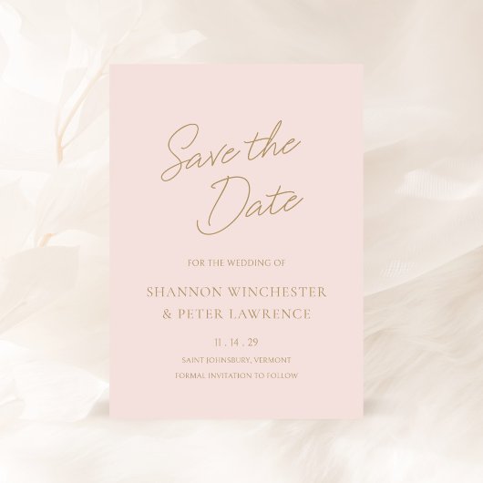 Save The Date Mariage Élégant Rose et Or Classique