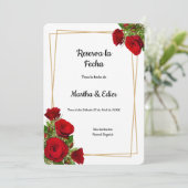 Save The Date Mariage Élégant Roses Rouges Formel (Debout devant)