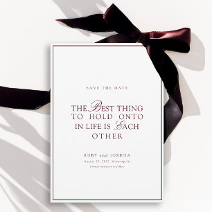 Save The Date Mariage élégant royal burgundy et blanc