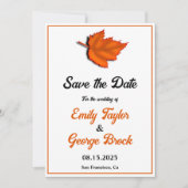 Save The Date Mariage Élégant Rustique Automne Feuilles Chic (Devant)