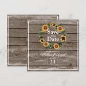 Save The Date Mariage Élégant Rustique Tournesol (Devant / Derrière)