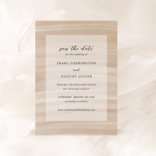 Save The Date Mariage Élégant Sable Chic Côté Mer