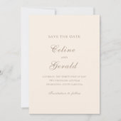 Save The Date Mariage Élégant Sable Classique (Devant)