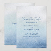 Save The Date Mariage élégant Shiloh Bleu (Devant / Derrière)