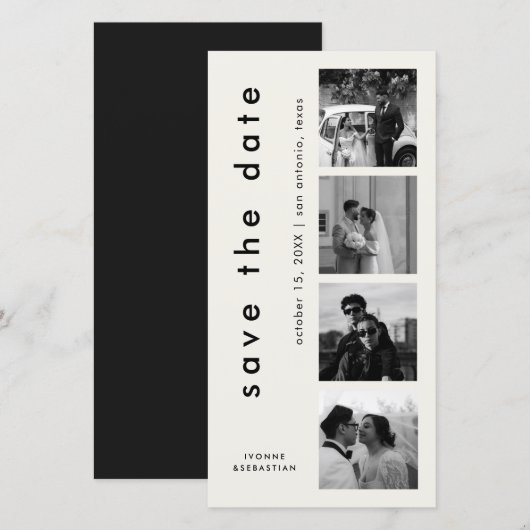 Save The Date Mariage Élégant Signet Photo Typographie Minimalis (Devant / Derrière)