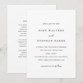 Save The Date Mariage Élégant Simple (Devant / Derrière)