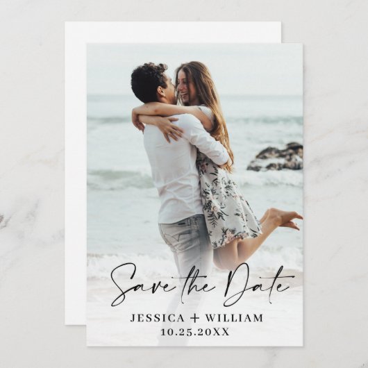 Save The Date Mariage élégant simple Enregistrer la date Photo (Devant / Derrière)