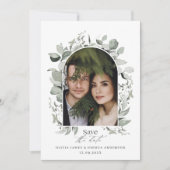 Save The Date Mariage élégant simple photo botanique d'eucalyptu (Devant)