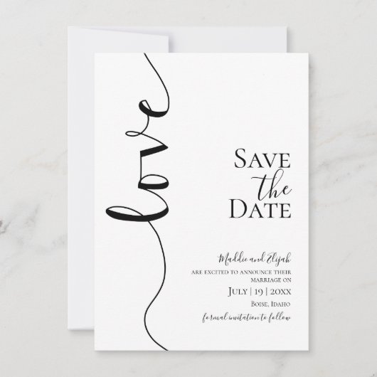 Save The Date Mariage, Élégant, Simple, Typographie, Écriture, (Devant)
