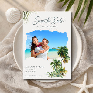 Save The Date Mariage élégant sur la plage Photo Enregistrez la