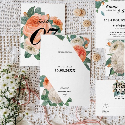 Save The Date Mariage Élégant Typographie Florale Classique