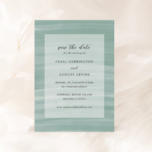 Save The Date Mariage Élégant Vert Assourdi Chic Côté Mer