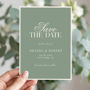 Save The Date Mariage Élégant Vert Sauge Ancienne Fortune