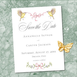 Save The Date Mariage Élégant Victorien aux Fleurs Pastel en Rub