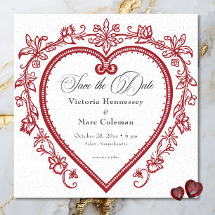Save The Date Mariage Élégant Vintage à Motifs Floraux de Chinoi