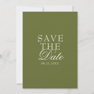 Save The Date Mariage élégant vintage vert olive à l'ancienne