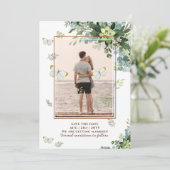 Save The Date Mariage émeraude Feuille chic Eucalyptus (Debout devant)