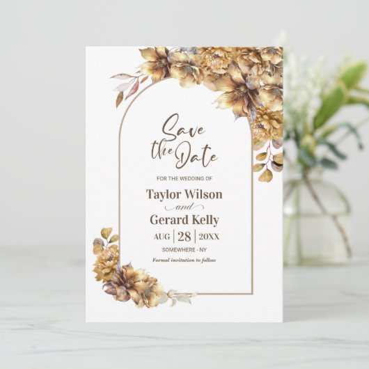 Save The Date Mariage en arc floral rustique Enregistrer la date (Debout devant)