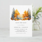 Save The Date Mariage en automne bois (Debout devant)