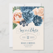 Save The Date Mariage en bleu rose/pêche Enregistrer la date ID5 (Devant)