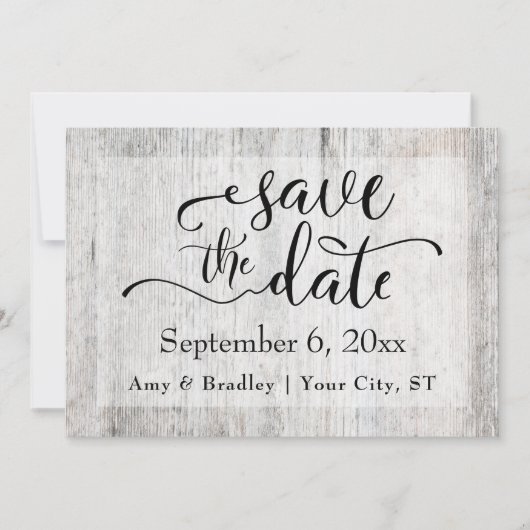 Save The Date Mariage en bois Patiné gris rustique Enregistrer l (Devant)